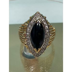 14k yellow gold onyx diamond ring